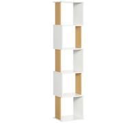 HOMCOM Bibliothèque en forme de S Étagère Meuble de Rangement pour livres avec 5 étagères ouvertes pour salon, bureau, étude antifuse, charge 100 kg 33 x 28 x 161 cm Blanc