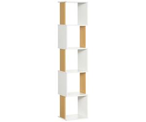 HOMCOM Bibliothèque en forme de S Étagère Meuble de Rangement pour livres avec 5 étagères ouvertes pour salon, bureau, étude antifuse, charge 100 kg 33 x 28 x 161 cm Blanc