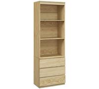 Bibliothèque HOMCOM haute de 180 cm avec 3 étagères et 3 tiroirs dim. 60L x 35l x 180H cm Panneaux Particules effet bois