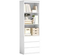 Bibliothèque HOMCOM haute de 180 cm avec 3 étagères et 3 tiroirs 60 x 35 x 180 cm en bois blanc