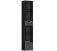 HOMCOM Bibliothèque, étagère à livres, meuble de rangement avec tiroir placard compartiments ouvertes, 30 x 24 x 158 cm, noir