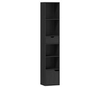 HOMCOM Bibliothèque, étagère à livres, meuble de rangement avec tiroir placard compartiments ouvertes, 30 x 24 x 158 cm, noir