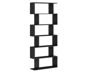 Homcom Bibliothèque Etagère de Livres Etagère ZigZag 6 Niveaux Design Contemporain 80 x 25 x 192 cm Noir
