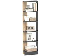 HOMCOM Bibliothèque Étagère de Rangement 45 x 21 x 170 cm Noir et Chêne | 5 Compartiments Ouverts, Design Simple Moderne, Idéale pour Salon Chambre Bureau