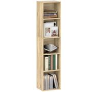 HOMCOM Bibliothèque Étagère de Rangement 5 Niveaux 30x24x133,5 cm Naturel | Meuble de Rangement avec Étagères Réglables, pour Salon, Chambre à Coucher, Bureau