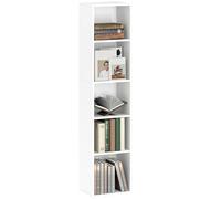HOMCOM Bibliothèque, étagère de Rangement 5 Niveaux, Meuble de Rangement avec étagères réglables pour Salon, Chambre à Coucher, Bureau, 30 x 24 x 133,5 cm, Blanc