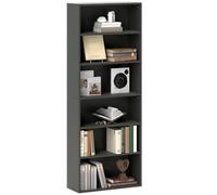 HOMCOM Bibliothèque Étagère de Rangement 60x24x158,5cm Noir | Avec 6 Compartiments, Étagère Réglable, Meuble de Rangement, pour Bureau, Salon, Chambre