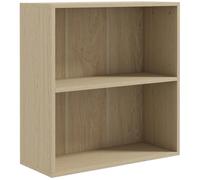 HOMCOM Bibliothèque Étagère de Rangement 60x24x63cm Bois Naturel | Avec 2 Compartiments, Étagère Réglable, Meuble de Rangement, pour Bureau, Salon, Chambre