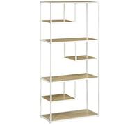 HomCom Bibliothèque 7 niveaux – Cadre acier style industriel – 83×34×180 cm blanc chêne