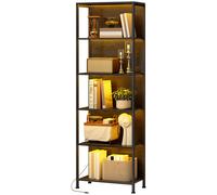 HOMCOM Bibliothèque étagère de rangement à 5 niveaux avec éclairage LED 7 couleurs, structure en acier, 60 x 30 x 179 cm, noir