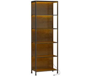 HOMCOM Bibliothèque étagère de rangement à 5 niveaux avec éclairage LED 7 couleurs, structure en acier, 60 x 30 x 179 cm, noir