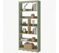HOMCOM Bibliothèque, étagère de rangement à 6 niveaux avec 6 compartiments ouverts, 76 x 23,8 x 180 cm, bois naturel et vert