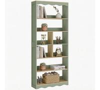 HOMCOM Bibliothèque, étagère de Rangement à 6 Niveaux avec 6 Compartiments Ouverts, Meuble de Rangement pour Salon, Bureau, Chambre, 76 x 23,8 x 180 cm, Bois Naturel et Vert