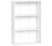 HOMCOM Bibliothèque étagère de rangement avec 3 compartiments et étagère réglable, 60 x 24 x 93 cm, blanc