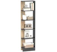 HOMCOM Bibliothèque Étagère de Rangement avec 5 Compartiments Ouverts Design Simple Moderne Idéale pour Salon Chambre Bureau 45 x 21 x 170 cm Noir et Chêne