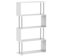 HomCom Étagère bibliothèque design contemporain en S 4 niveaux 80 x 30 x 146 cm Blanc