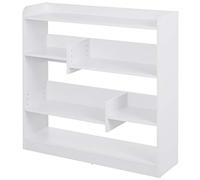 HomCom Bibliothèque étagère 90x24x91 cm 4 niveaux 3 panneaux arrières en particules blanc