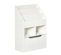 HOMCOM Bibliothèque étagère Multi-Rangement 3 étagères 2 niches Grand tiroir en Bois Blanc