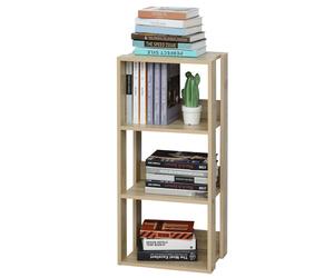 HOMCOM Bibliothèque Étagère Murale en Bois avec 3 Étagères, Anti-Renversement, Patins Antidérapants, 40x29,2x87,9cm