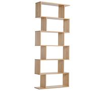 HomCom Bibliothèque étagère Zig zag design contemporain 6 niveaux 80 x 23 x 192 cm Chêne clair
