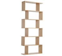 HomCom Bibliothèque étagère Zig zag design contemporain 6 niveaux 80 x 23 x 192 cm Chêne clair
