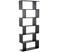 HOMCOM Bibliothèque Étagère Zig Zag 6 Niveaux 80Lx23lx192Hcm Noir