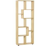 HomCom Bibliothèque étagère Zigazag 8 espaces panneaux de particules 70 x 24 x 178 cm bois naturel