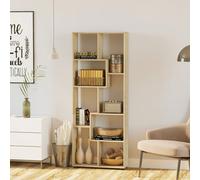 HOMCOM Bibliothèque étagère Zig zag Design Contemporain 70L x 24l x 178H cm Panneaux Particules Bois naturel Description:Cette bibliothèque étagère zig zag est idéale pour installation dans votre salo