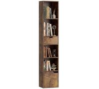HOMCOM Bibliothèque étroite 6 étagères avec tiroir 30x24x158cm Marron