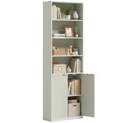 HOMCOM Bibliothèque étroite 6 Niveaux, étagère Haute sur Pied avec Placard, Tablette réglable, 60 x 24 x 182 cm, Vert Clair