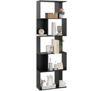 HOMCOM Bibliothèque géométrique 5 niveaux, forme S, noir