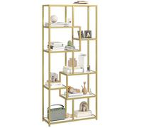 HOMCOM Bibliothèque géométrique à 7 niveaux, étagère industrielle sur pied, étagère ouverte pour salon, bureau à domicile et chambre à coucher, blanc et doré
