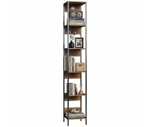 HOMCOM Bibliothèque haute à 6 étagères, bibliothèque verticale peu encombrante avec structure en métal, pour salon, bureau, 29,5 x 30 x 185 cm, effet bois marron