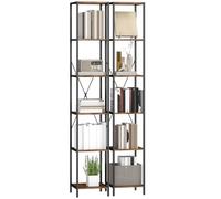 HOMCOM Bibliothèque Lot de 2 30x30x174,5cm Brun Rustique | Étagère 6 niveaux, étagère décorative industrielle, cadre en acier, salon, bureau à domicile, chambre