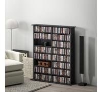 HOMCOM Bibliothèque Meuble à CD à 16 Étagères au Design Moderne en Bois, 106,5x24x123,7 cm, Noir