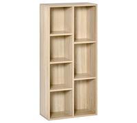 HomCom Bibliothèque cube 7 compartiments – 50×24×106 cm – Bois naturel – pour salon, chambre, bureau