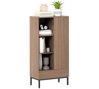 HOMCOM Bibliothèque, Meuble de Rangement avec Placard à Porte, Étagère avec 3 Compartiments Ouverts et étagères Ajustables, Buffet pour Salon et Salle à Manger, 60 x 34 x 121 cm, Gris