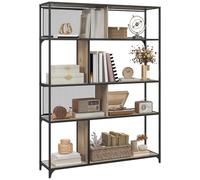HOMCOM Bibliothèque Meuble de Rangement étagère à 5 Niveaux Portes coulissantes en Maille Cadre en Acier Style Industriel pour Salon Chambre Cuisine - 120L x 30l x 161H cm Gris et Noir