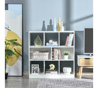 HOMCOM Bibliothèque Mobile à 3 Niveaux et 8 Plateaux au Total, en MDF, 97.5x30x100 cm, Blanc
