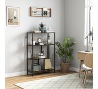 HOMCOM Bibliothèque Mobile à 4 Étagères de Style Industriel en Bois et Métal, 77x30x116 cm, Marron Rustique