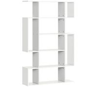 HOMCOM Bibliothèque moderne à 5 niveaux avec 13 étagères ouvertes, étagère de rangement décorative autonome pour la maison, le bureau et le bureau, blanc