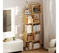 HOMCOM Bibliothèque Moderne Asymétrique à 5 Niveaux en Bambou, 62.5 x 23 x 165 cm, Couleur Bois Naturel