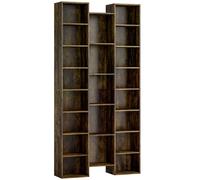 HOMCOM Bibliothèque moderne en bois haute 181 cm avec 21 compartiments et 10 étagères réglables, Marron Rustique