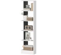 HOMCOM Bibliothèque moderne gain de place à 5 niveaux en bois 45x21x170 cm, Blanc et Noir