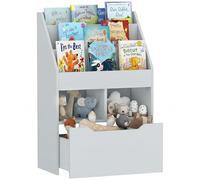 HomCom Bibliothèque étagère multi-rangement - 3 étagères, 2 niches, grand tiroir - MDF gris clair