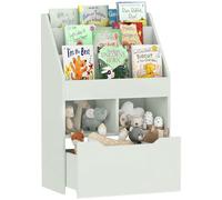 HomCom Bibliothèque étagère Multi-Rangement 3 étagères 2 niches grand tiroir bois vert clair