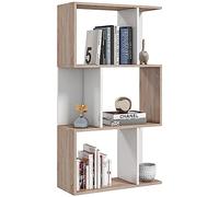 homcom Bibliothèque Murale Moderne avec 3 étagères en Bois Naturel et Blanc, 60 x 24 x 111,4 cm