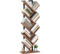 HOMCOM-Bibliothèque-Panneau de particules, acier-50L x 24B x 136H cm-Rustique-marron