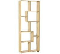 HomCom Bibliothèque étagère Zigazag 8 espaces panneaux de particules 70 x 24 x 178 cm bois naturel