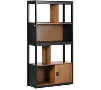 HOMCOM Bibliothèque étagère meuble de rangement 4 niveaux et 1 porte pour salon bureau chambre à coucher 76,5 x 30 x 150 cm